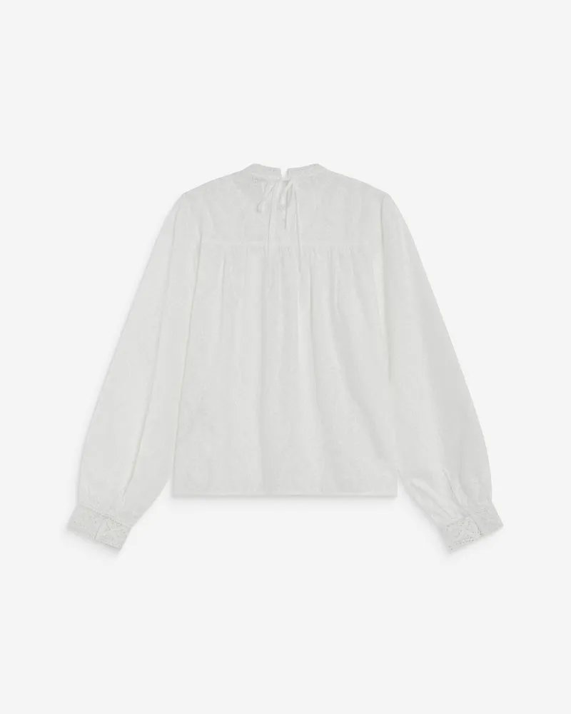 Blouse en broderie anglaise dos à nouer ivoire Abigail