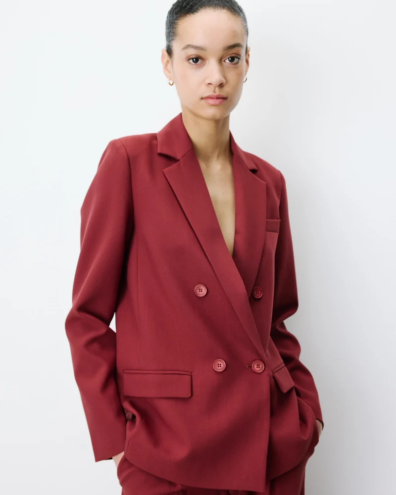 Blazer droit à boutonnage croisé terracotta Noix