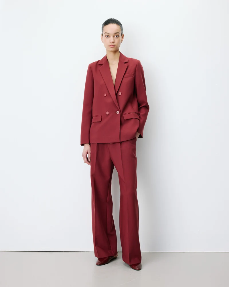Blazer droit à boutonnage croisé terracotta Noix