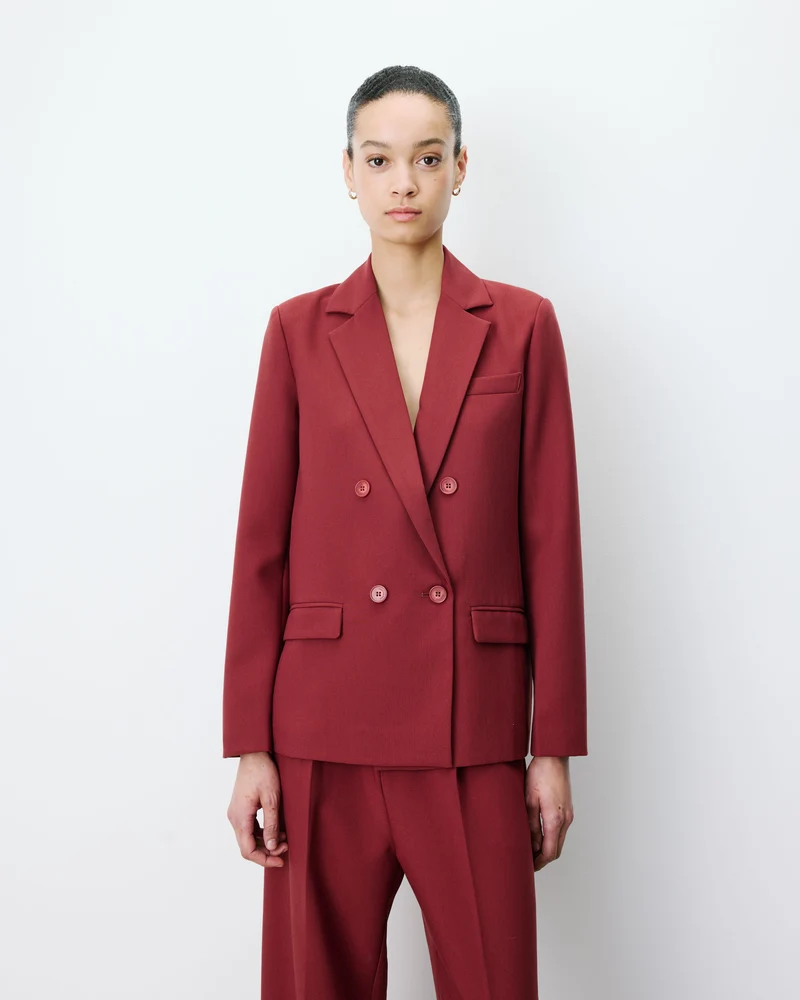 Blazer droit à boutonnage croisé terracotta Noix