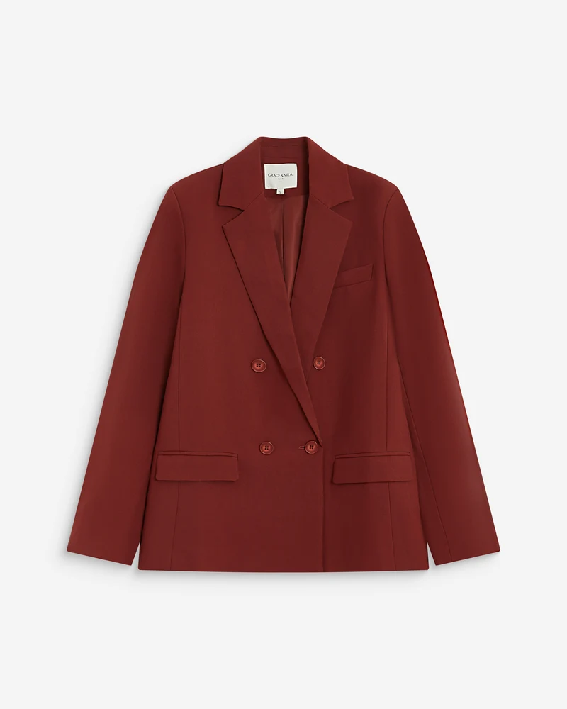 Blazer droit à boutonnage croisé terracotta Noix