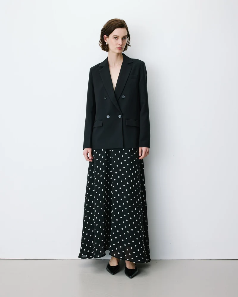 Blazer droit à boutonnage croisé noir Noix