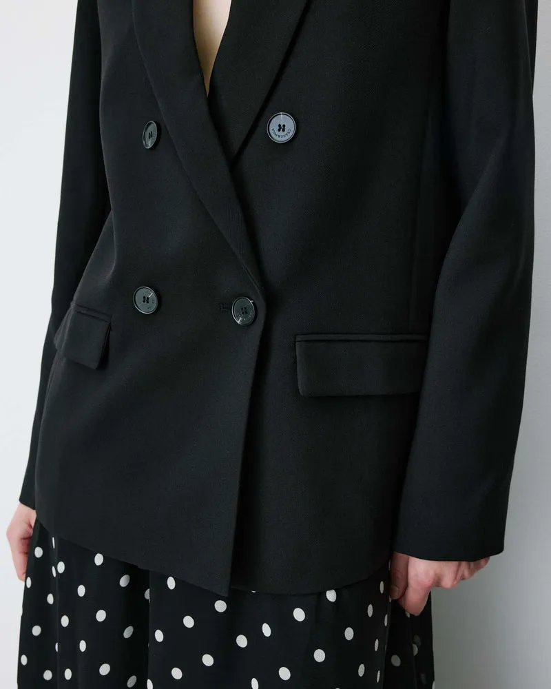 Blazer droit à boutonnage croisé noir Noix