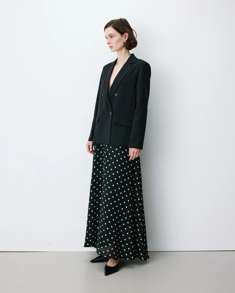 Blazer droit à boutonnage croisé noir Noix