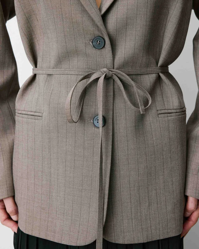 Blazer droit rayé cintré à la taille rayure Acario