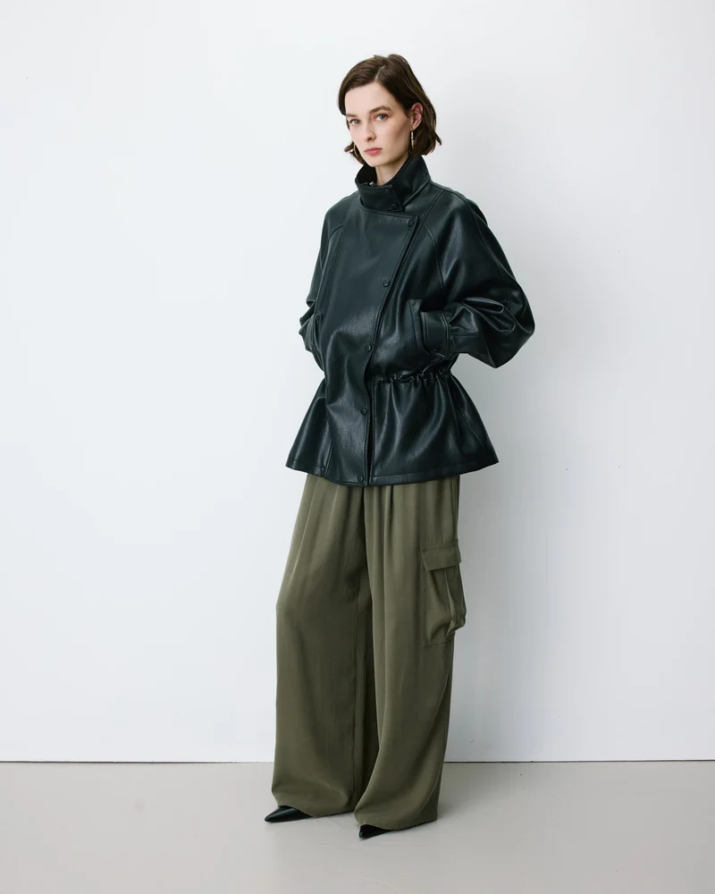 Veste ample similicuir taille ajustable noir Auburn