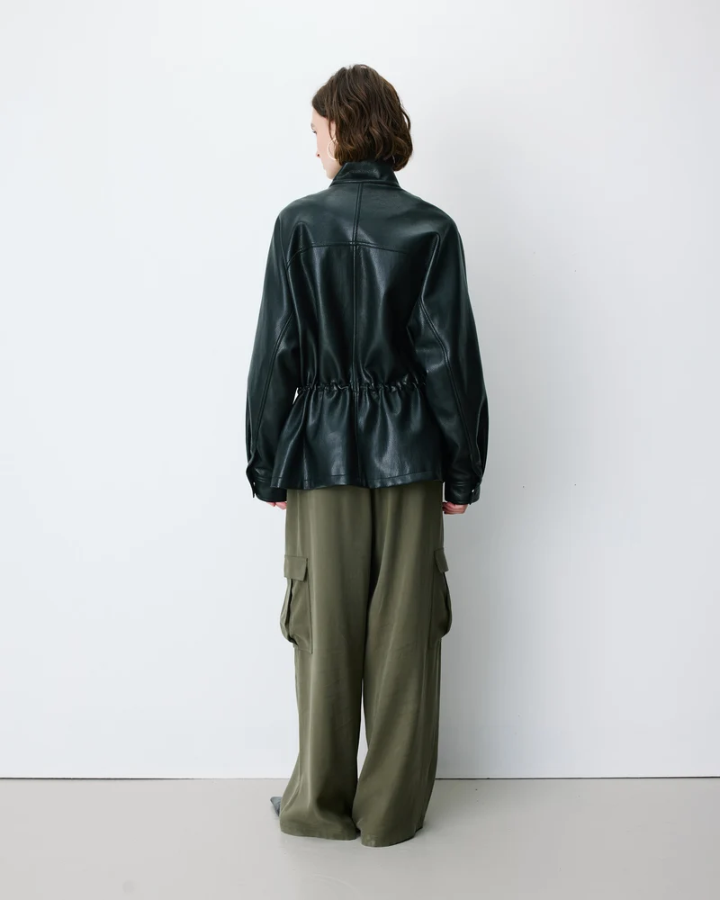Veste ample similicuir taille ajustable noir Auburn