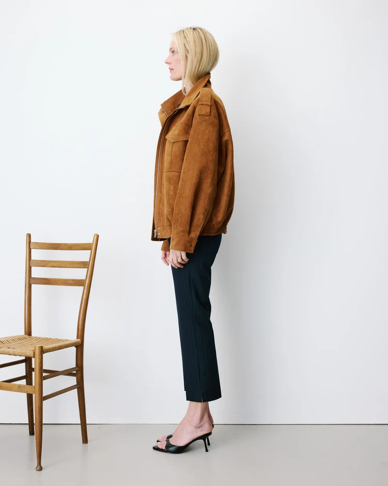 Veste oversize suédine col montant camel Arielle