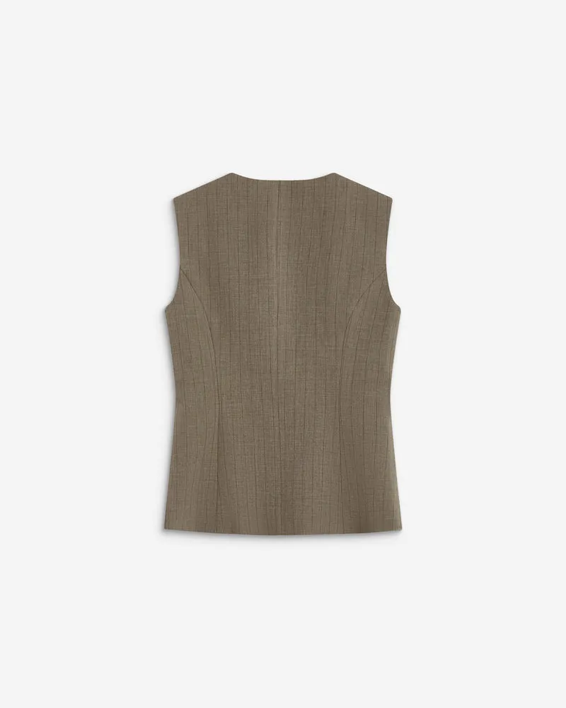 Gilet tailleur rayé col rond boutonné rayure Aristide