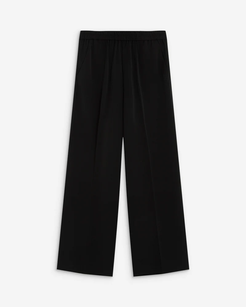 Pantalon fluide jambe large taille mi-haute noir Noblesse