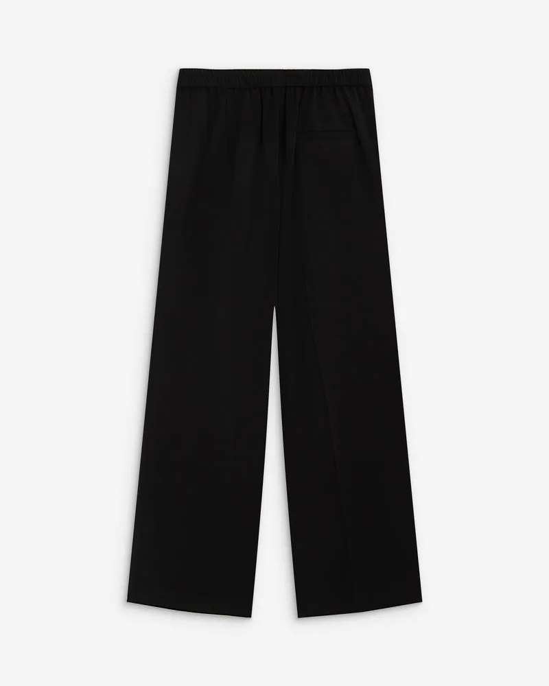 Pantalon fluide jambe large taille mi-haute noir Noblesse