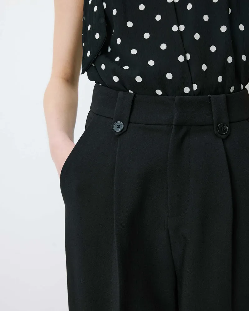 Pantalon tailleur large à plis noir Nilay