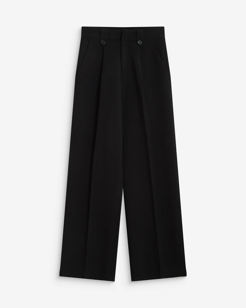 Pantalon tailleur large à plis noir Nilay