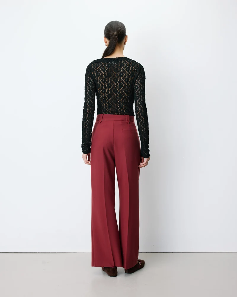 Pantalon tailleur large à plis terracotta Nilay