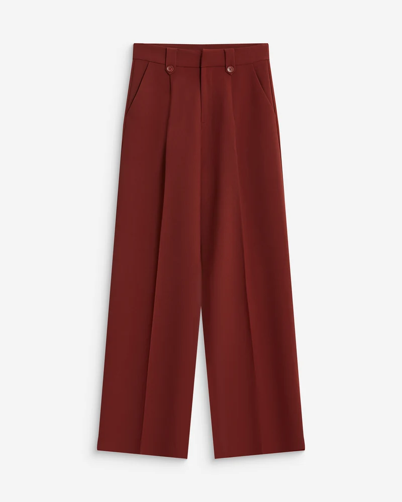 Pantalon tailleur large à plis terracotta Nilay