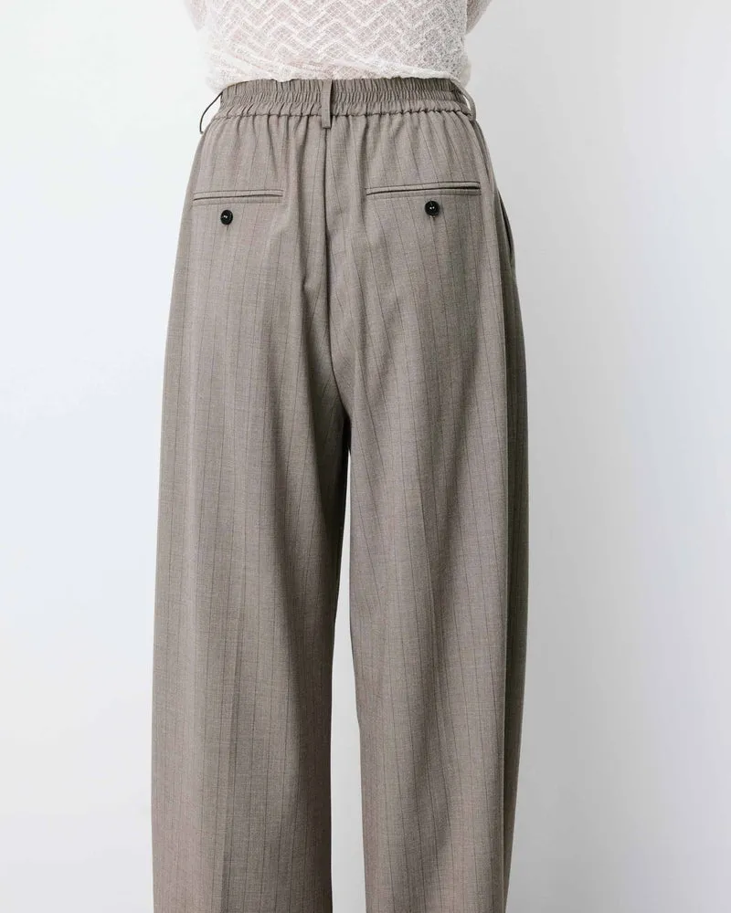 Pantalon tailleur ample ceinture nouable rayure Ardoise