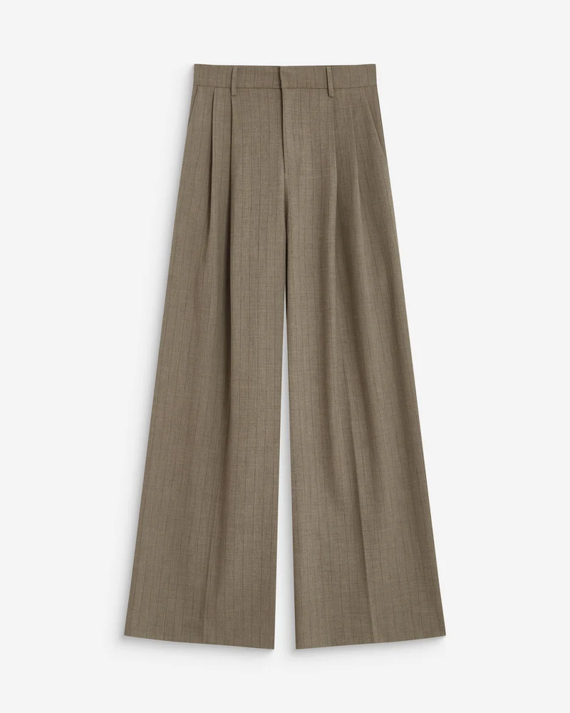 Pantalon tailleur ample ceinture nouable rayure Ardoise