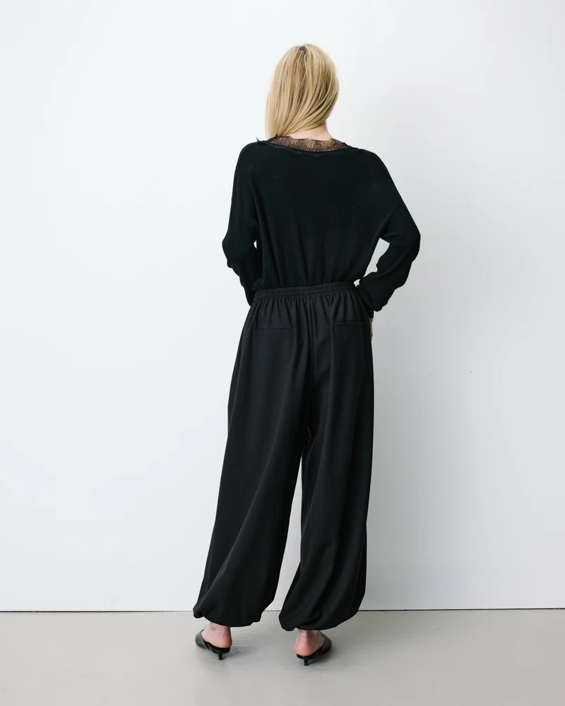 Pantalon ballon taille haute ajustable noir Aniel