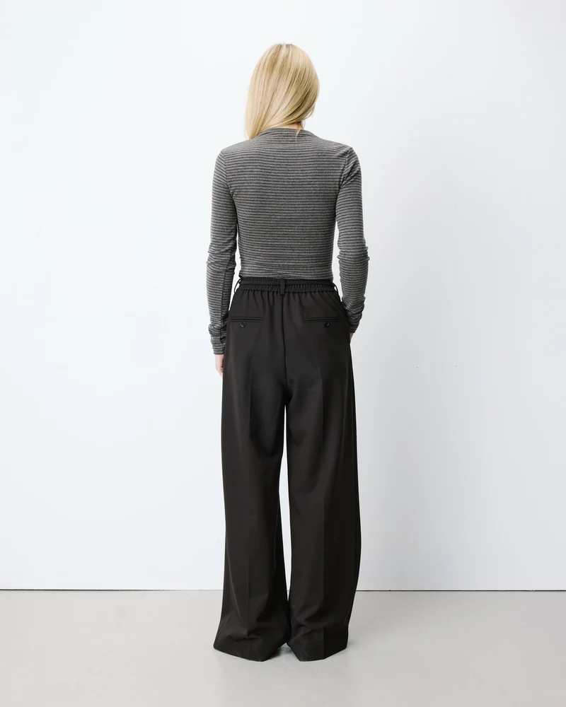 Pantalon tailleur ample ceinture nouable chocolat Ardoise