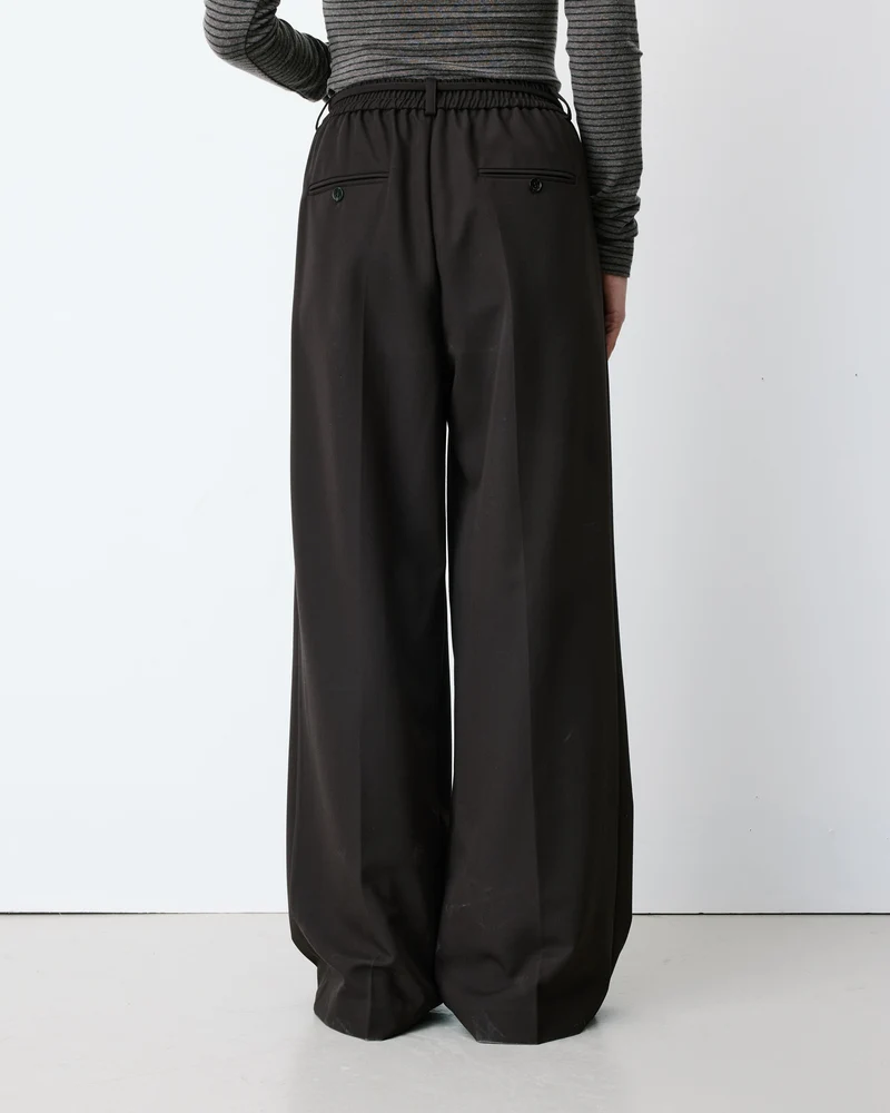 Pantalon tailleur ample ceinture nouable chocolat Ardoise