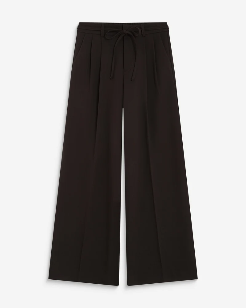 Pantalon tailleur ample ceinture nouable chocolat Ardoise