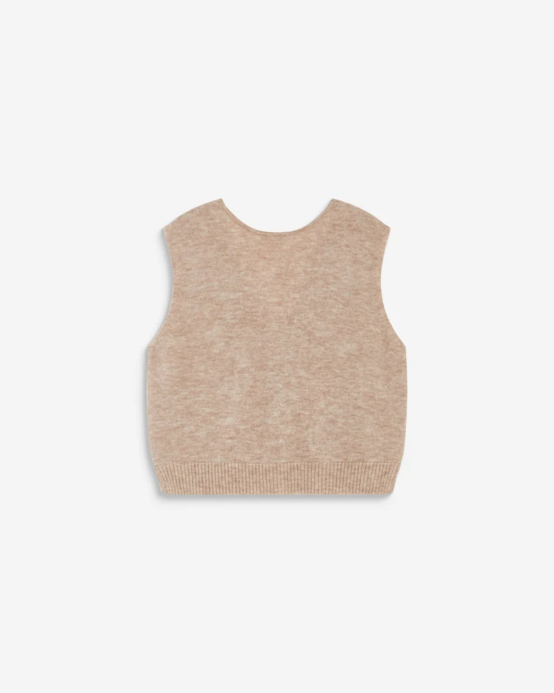 Cardigan sans manches boutonné col V beige Nars