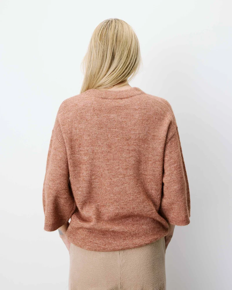 Pull oversize manches 3/4 col rond coffee Asher