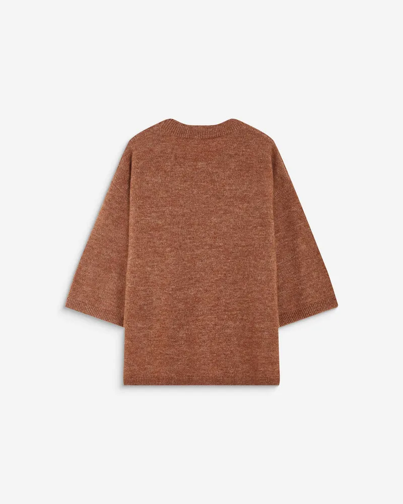 Pull oversize manches 3/4 col rond coffee Asher