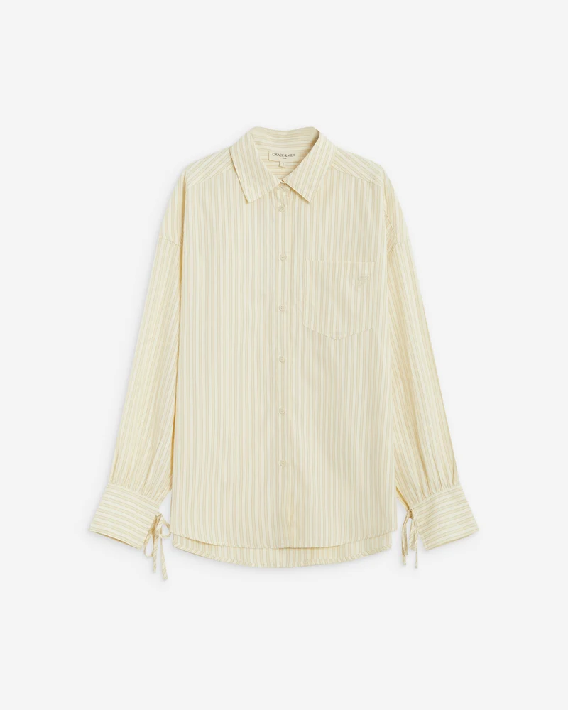 Chemise oversize en coton rayée vanille Armelle