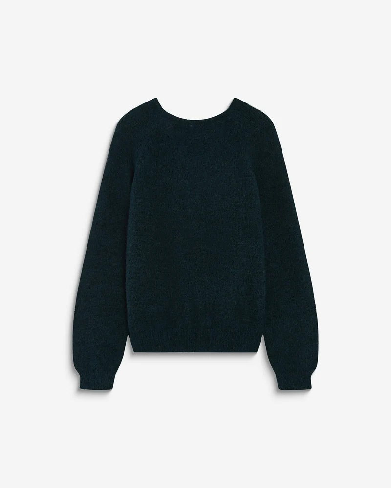 Pull ample en maille dos nu croisé emeraude Anthemis