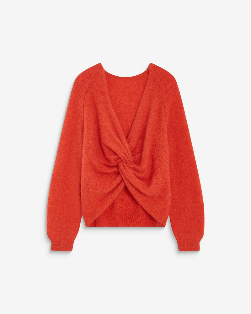 Pull ample en maille dos nu croisé sanguine Anthemis