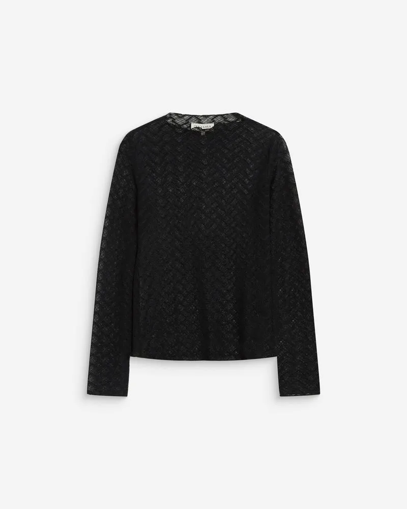 Top en dentelle transparente manches longues noir Aube