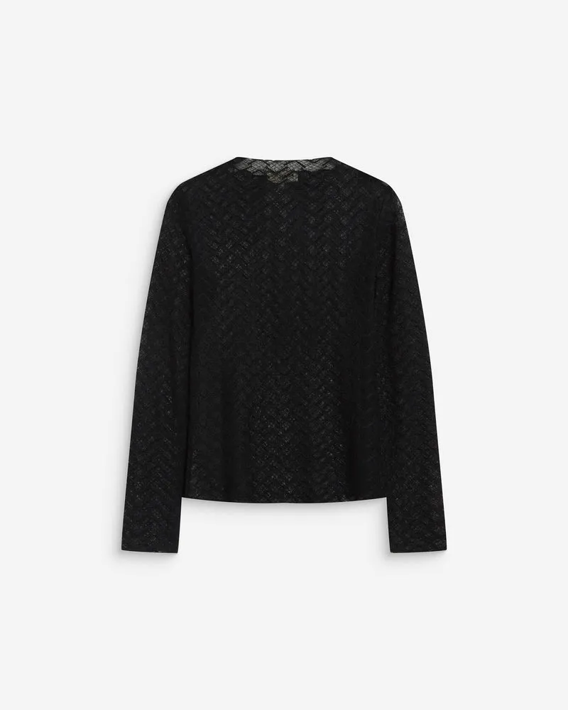 Top en dentelle transparente manches longues noir Aube