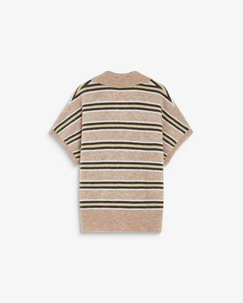 Pull rayé oversize col polo beige Aizen