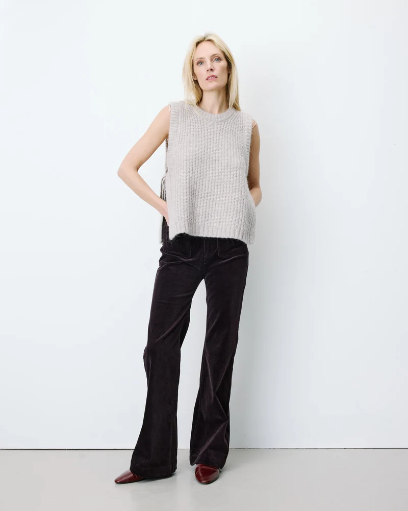 Pull sans manches en maille à nouer grege Argan