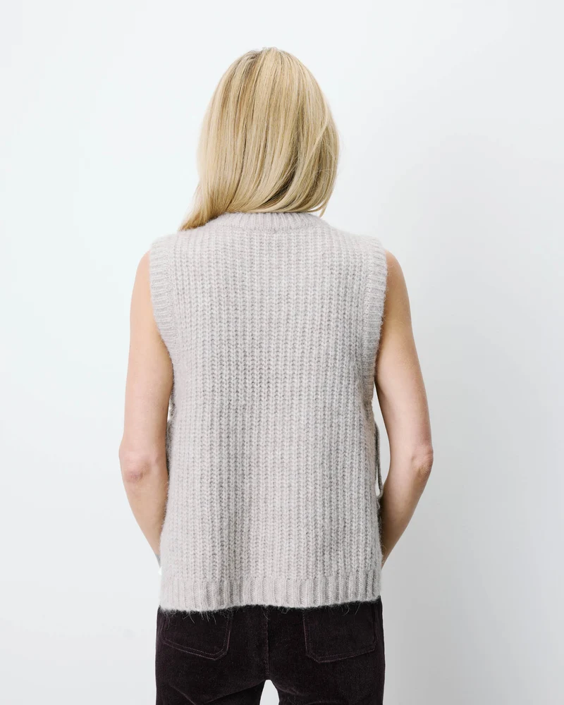 Pull sans manches en maille à nouer grege Argan
