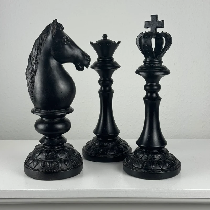 Statues d'Échecs (Pièces d'Échecs en Résine - Ensemble de 3)