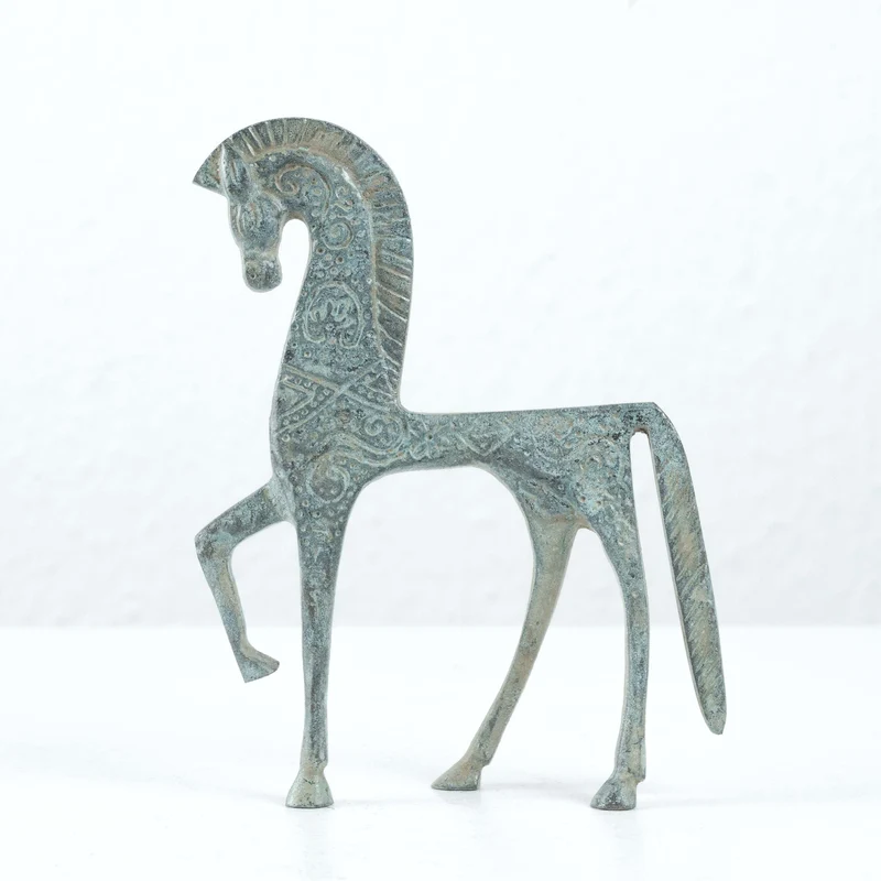 Statuette de cheval grec (petite taille, bronze vert)