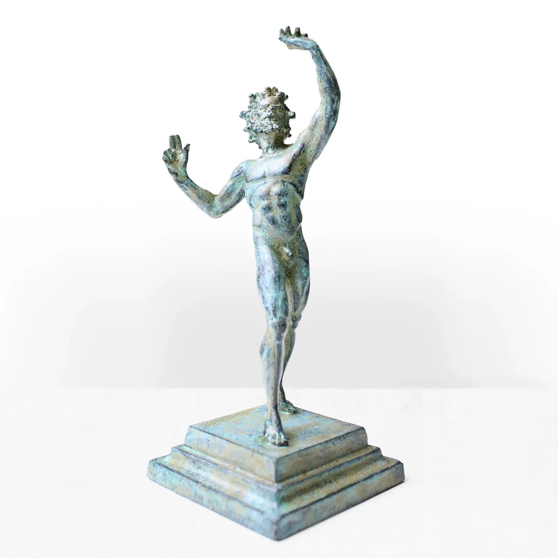 Statuette Faune dansant - sculpture de Pompéi - bronze vert