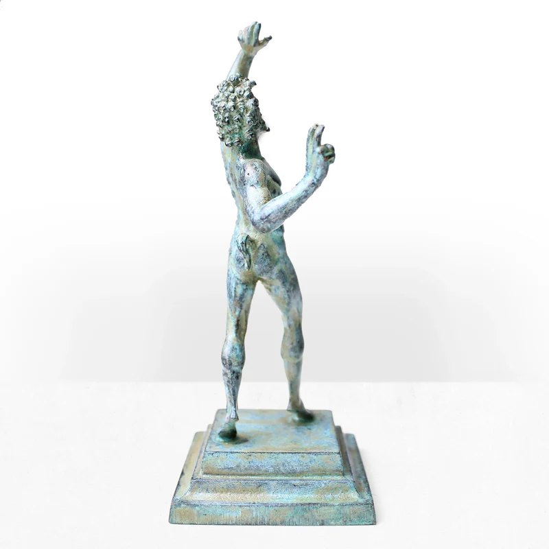 Statuette Faune dansant - sculpture de Pompéi - bronze vert