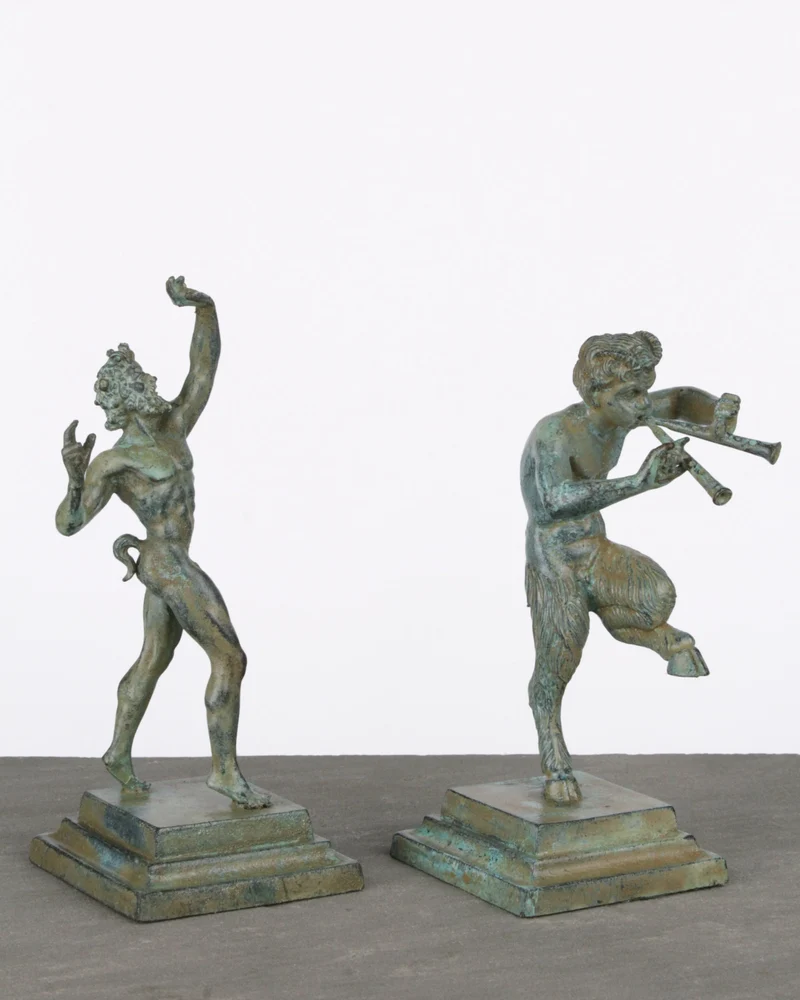 Statuette Faune dansant - sculpture de Pompéi - bronze vert