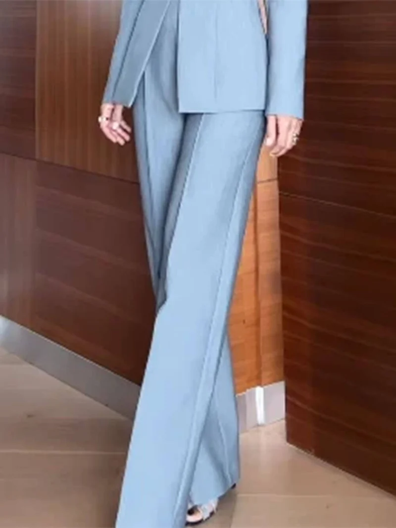 Delicate High-Waisted Pocket Straight-Leg Trousers