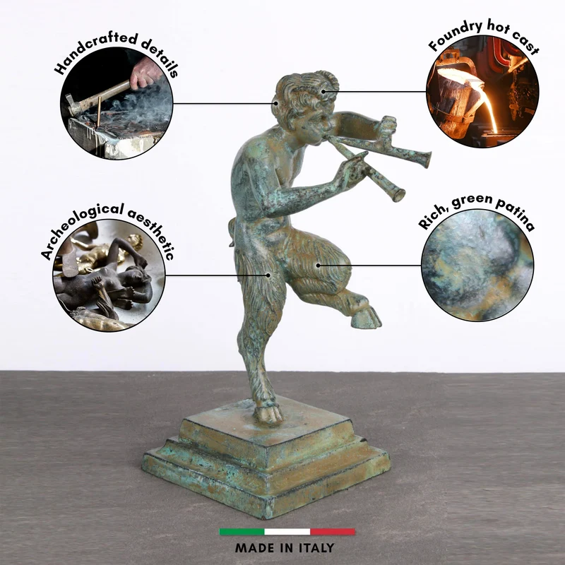 Statuette Satyre - bronze vert