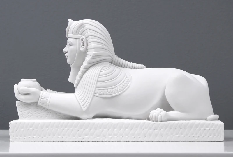 Statuette Sphinx égyptien - sculpture en marbre