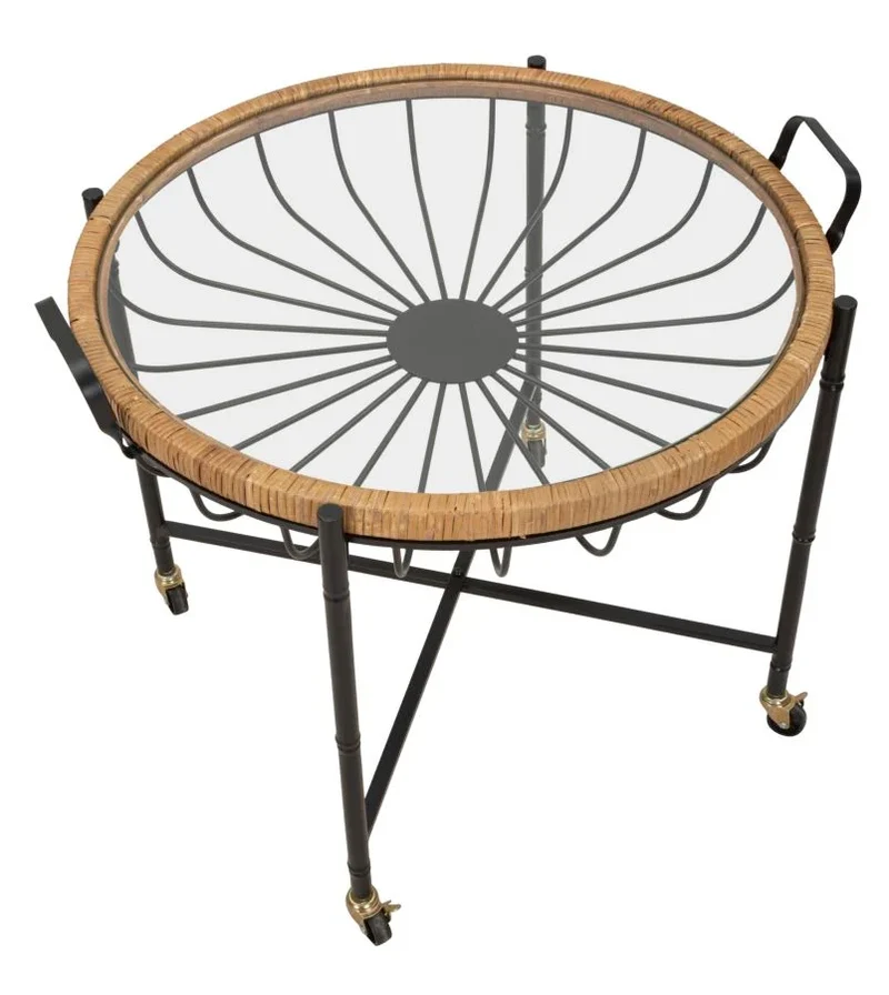 Table basse en verre avec structure en métal noir – Design moderne Cebu