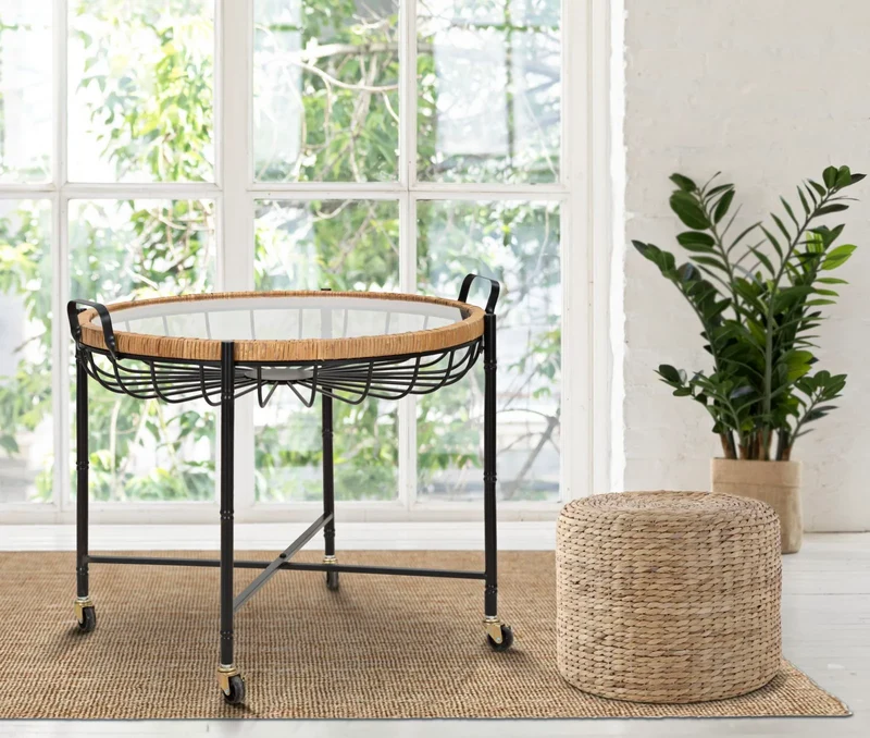 Table basse en verre avec structure en métal noir – Design moderne Cebu