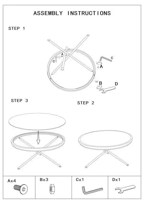 Table basse en verre avec structure en métal noir – Design moderne Cebu