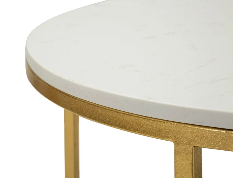 Table basse rectangulaire en marbre artificiel avec cadre doré – Izmir Design