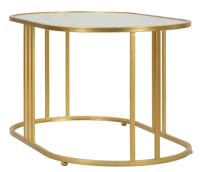 Table basse rectangulaire en verre avec pieds dorés – Style Antalia