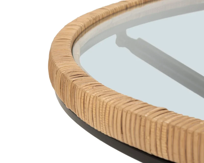 Table basse ronde avec base en rotin – Saint Barth Rotondo